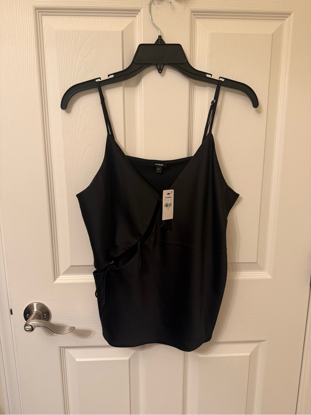 Express Black Satin Wrap Cami Top - NWT